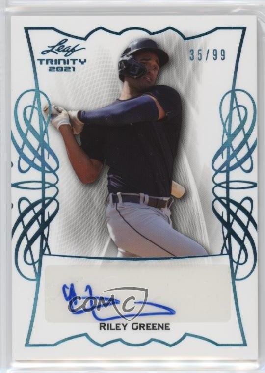2021 Leaf Trinity Platinum 35/99 Riley Greene #BA-RG1 Auto uk2
