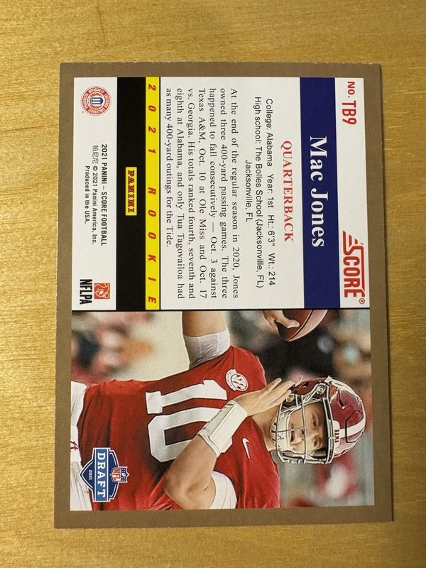 2021 Score - 1991 Throwback Rookies Mac Jones #TB9 (RC) gallery