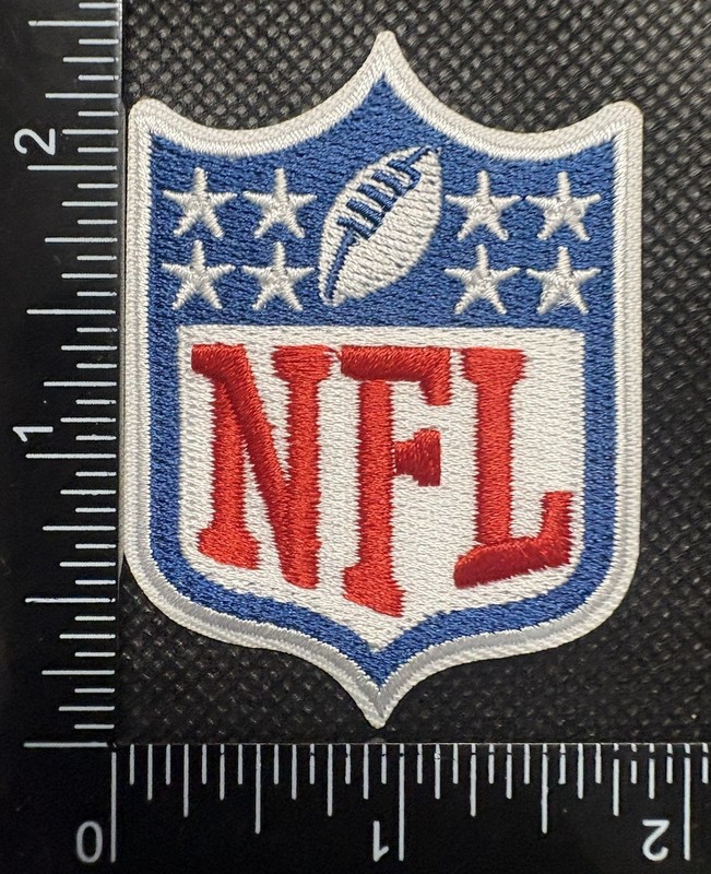 LARGER NFL LOGO SHIELD FOOTBALL IRON ON EMBROIDERED PATCH SEE PHOTOS/ RULER