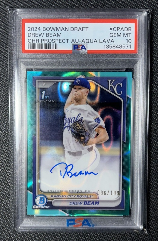 2024 Bowman Draft Drew Beam 1st Aqua Lava Refractor Auto /199 #CPA-DB Psa 10