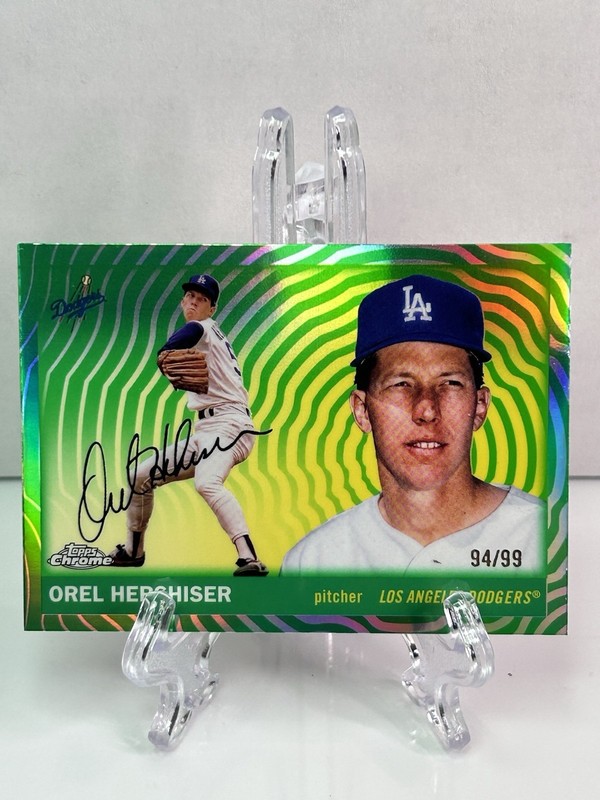 2025 Topps Chrome Platinum Green Vibrations Orel Hershiser /99 Dodgers #488