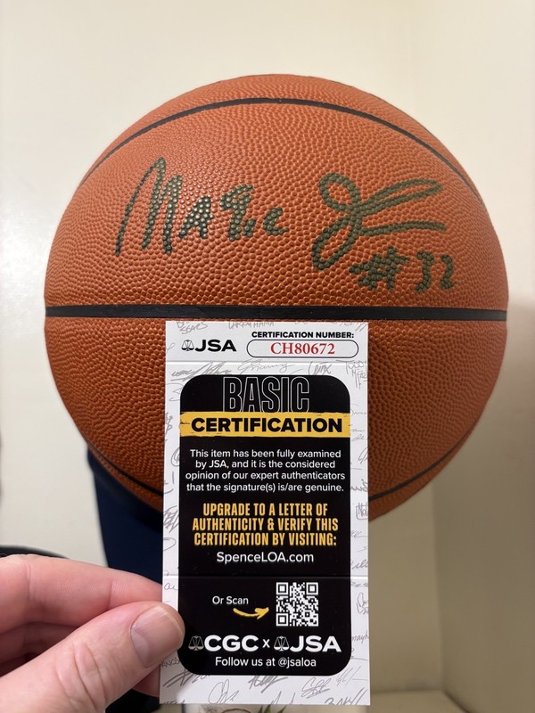Magic Johnson Autographed Basketball with James Spence Authentication