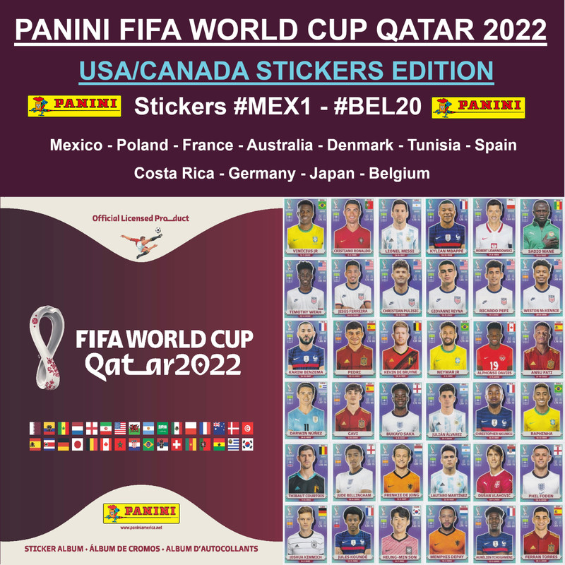 Panini World Cup QATAR 2022 – USA Edition – Stickers #MEX1 – #BEL20