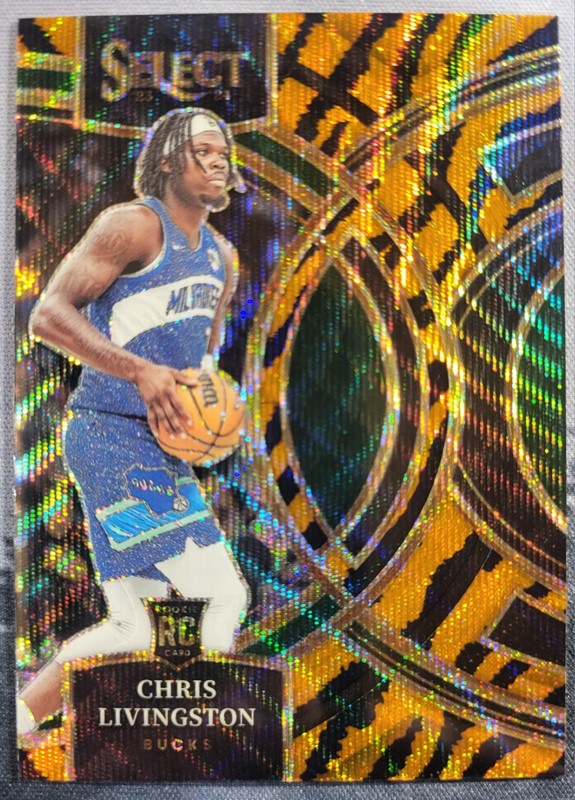2023-24 Panini Select Premier Lvl Chris Livingston #107 Tiger Stripes Prizm (RC)