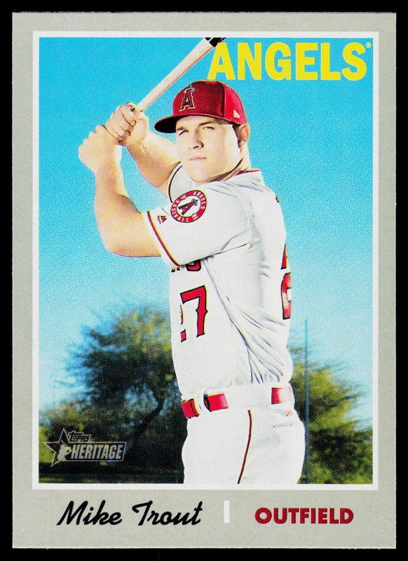 2019 Topps Heritage Mike Trout #485 Los Angeles Angels BASEBALL