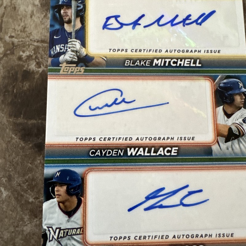 Blake Mitchell Cayden Wallace Cross 2024 Topps Cert Triple Autographs Gold 6/25 gallery