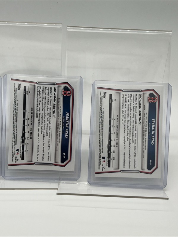 2026 Bowman Franklin Arias Lot of 4 Cards #BP-27 Boston Red Sox Baseball Cards gallery