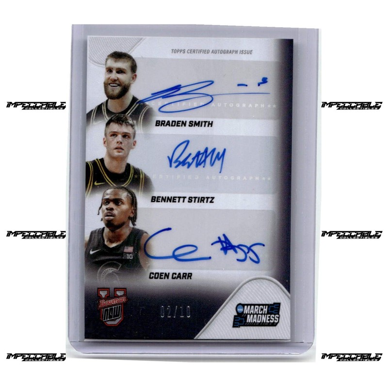 2026 Bowman U Now March Madness – #TA-SSC Smith Stirtz Carr Triple Auto 2/10