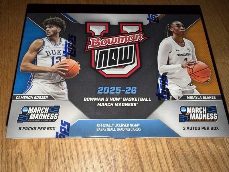 2025-26 Bowman U NOW Basketball March Madness – Hobby Box – 3 Autos New Sealed!