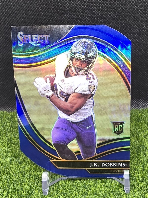🔥🏉 2020 Select J.K. DOBBINS Rookie Field Level Blue PRIZM Die-Cut RAVENS #352