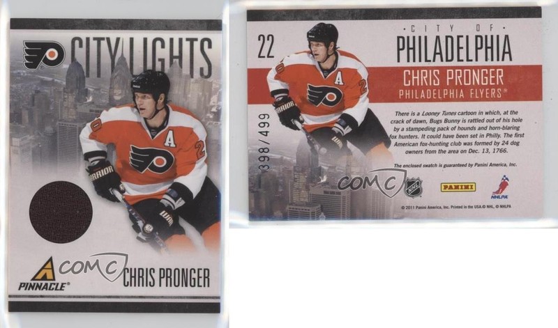 2010-11 Panini Pinnacle City Lights Materials 398/499 Chris Pronger #22 HOF 10gc gallery