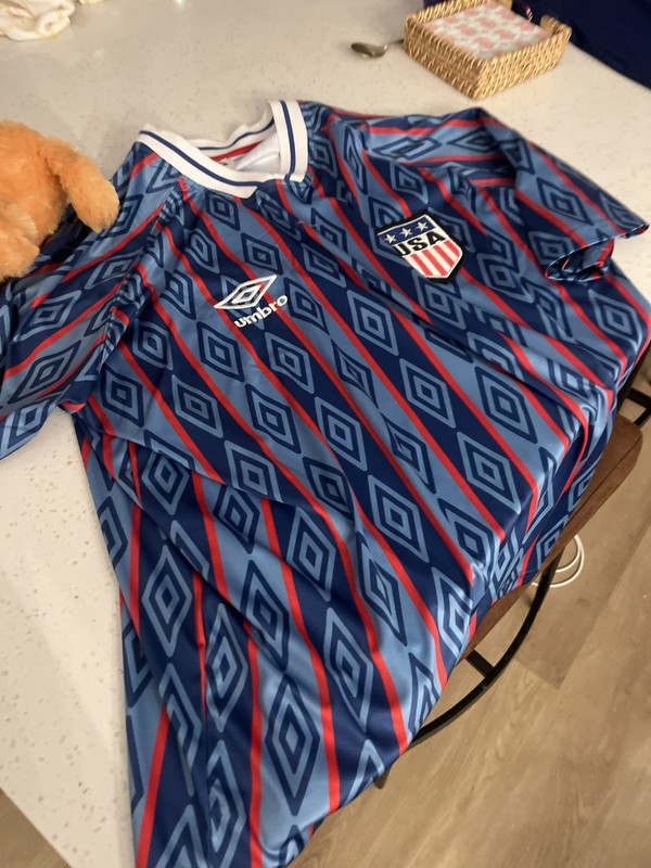 Umbro USA National Team Soccer Jersey Blue Red White Football Shirt Size XL NEW