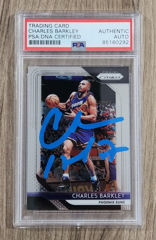 Charles Barkley Signed 2018-19 Prizm Card #5 NBA HOF LEGEND Slabbed Auto PSA