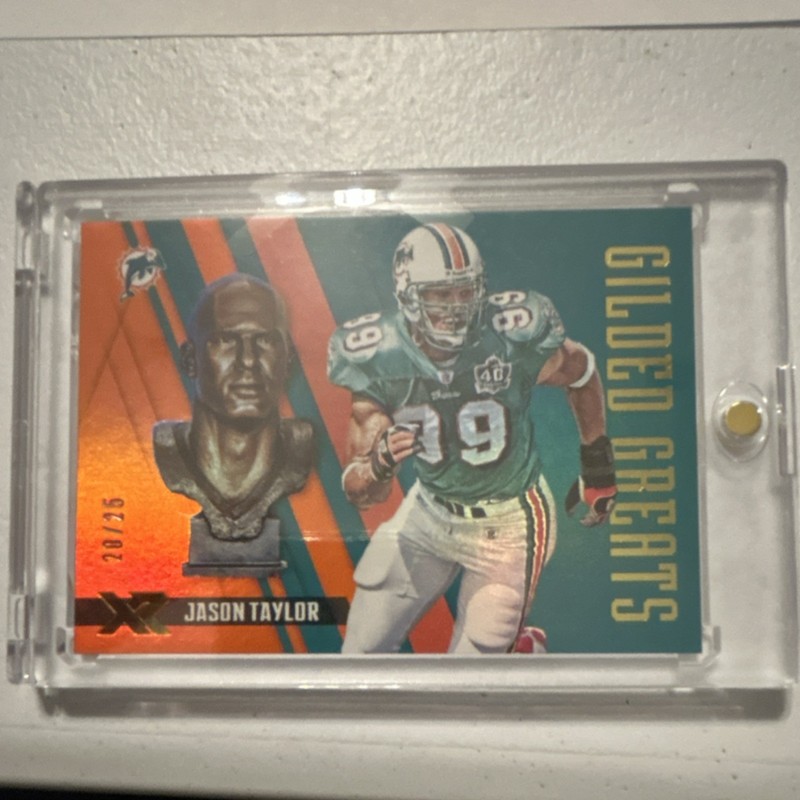 2018 Panini XR – Gilded Greats Jason Taylor #GG6 Orange /25