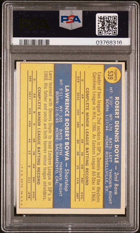 1970 Topps 539 Phillies Rookie Stars Dennis Doyle Larry Bowa PSA 8 3768316 gallery