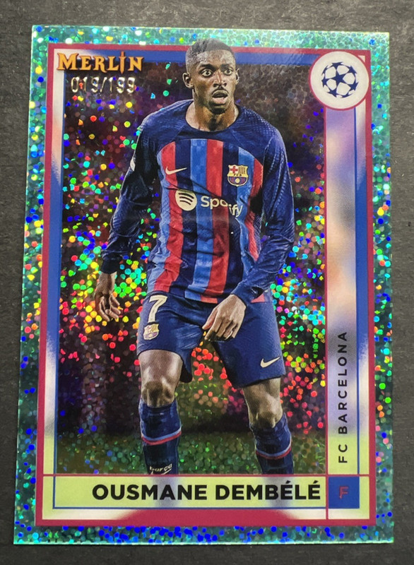 OUSMANE DEMBELE 2022-23 Topps Merlin UEFA CC Aqua Speckle Refractor #51 /199 NM