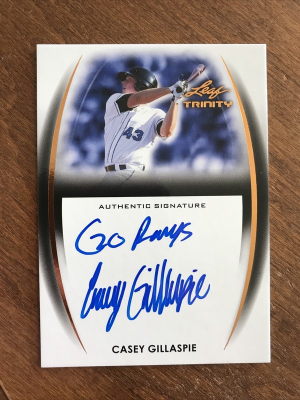 Casey Gillaspie 2014 Leaf Trinity Bronze “Go Rays” Auto A-CG1 Rays Monarchs