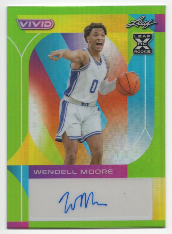 2022-23 Leaf Vivid WENDELL MOORE #BA-WM1 Green RC Auto /15-Duke Blue Devils