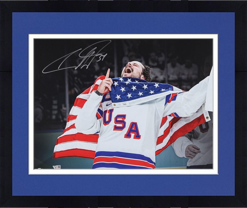 Framed Auston Matthews USA Signed 16×20 2026 Olympic Gold Medal Winner Photo
