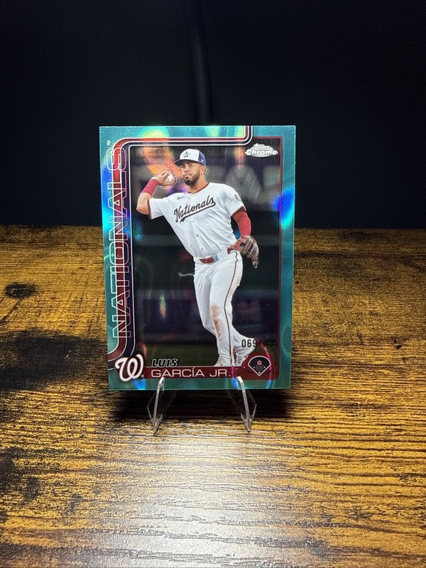 2025 Topps Chrome Baseball Luis Garcia Jr. Aqua Lava Refractor /199 Nationals