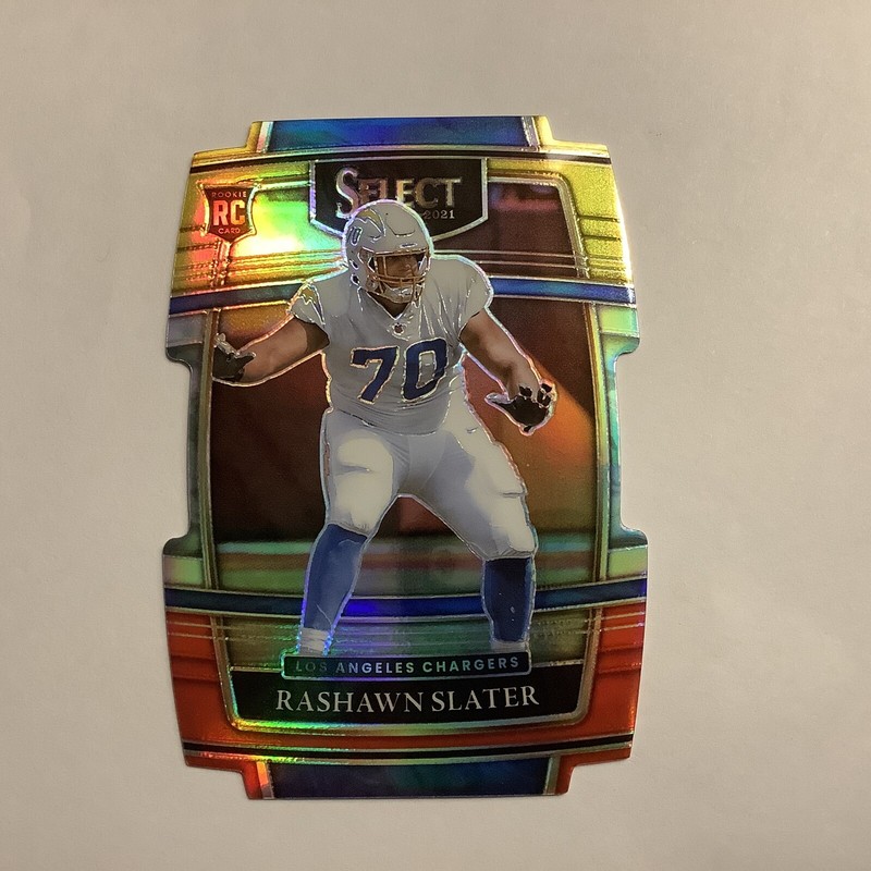 Rashawn Slater Concourse Yellow & Red Prizm Die-Cut RC 2021 Panini Select
