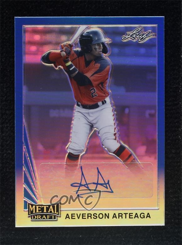 2021 Leaf Metal Draft 1990 Blue Rainbow 18/35 Aeverson Arteaga #LA-AA1 Auto 0c3e