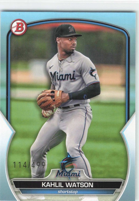 2022 Bowman Kahlil Watson #BP-147 SKY BLUE /499 – Miami Marlins