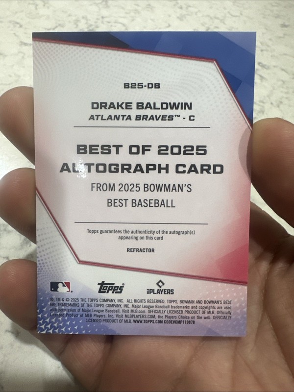 2025 Bowman’s Best Drake Baldwin Refractor Auto RC ATLANTA BRAVES gallery