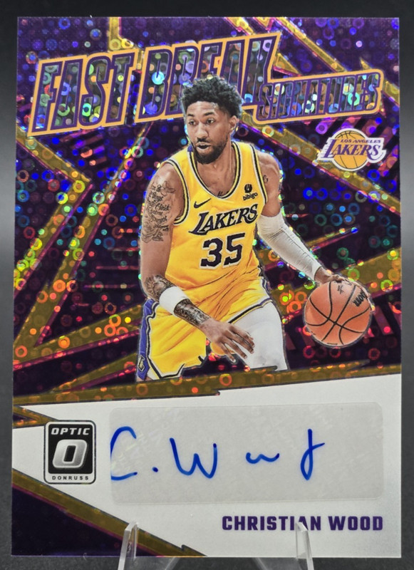 2023-24 Donruss Optic Fast Break Signatures Christian Wood Auto Purple Disco /25