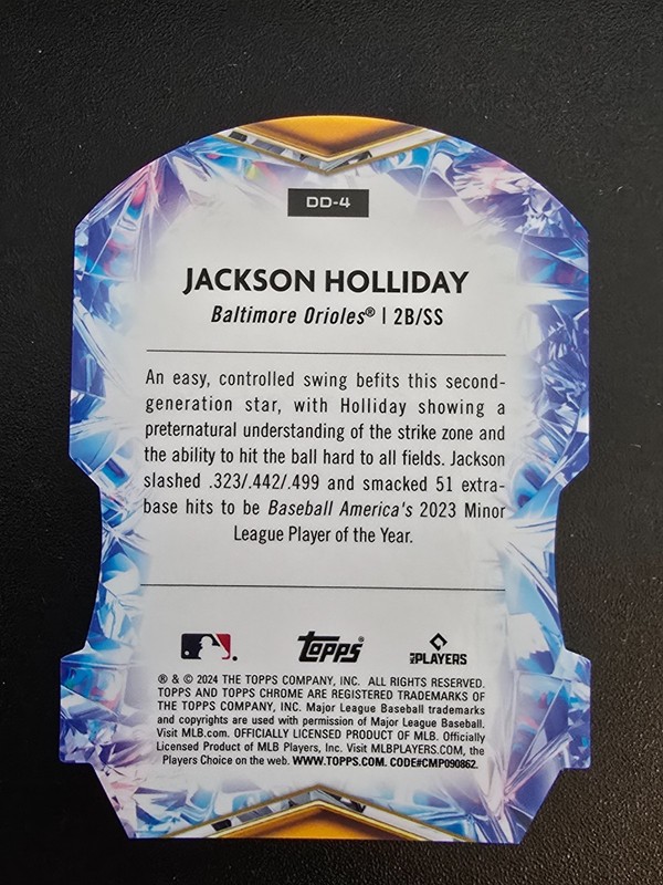 2024 Topps Chrome Diamond Dominance Die Cut #DD-4 Jackson Holliday RC gallery