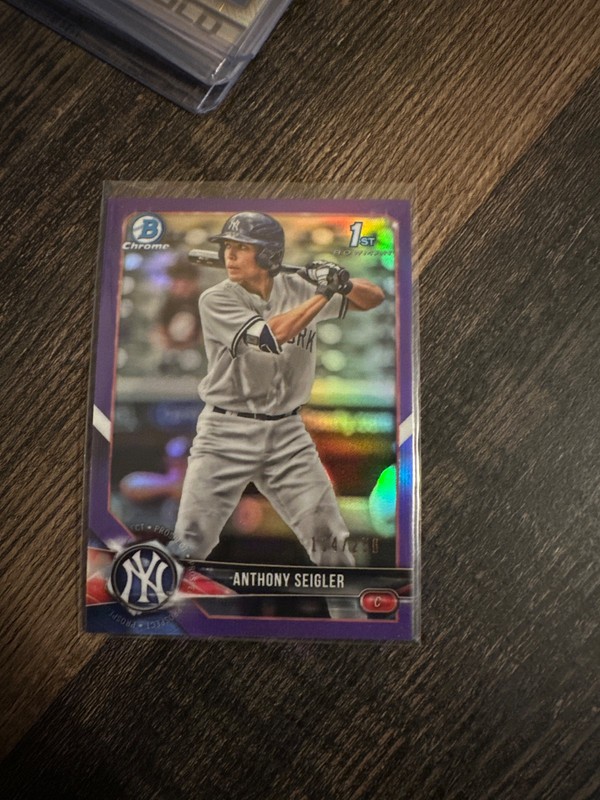 2018 Bowman Chrome Draft Anthony Seigler 1st year Purple Refractor #/250!