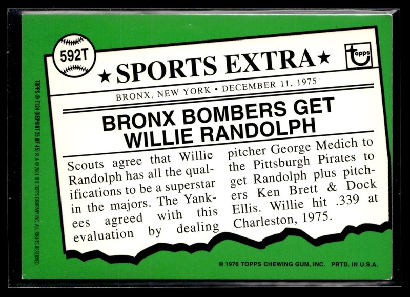 1976 Topps #592T Willie Randolph Traded gallery