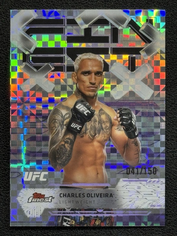 2025 Topps Finest UFC Charles Oliveira #85 Purple Checkerboard Refractor /150