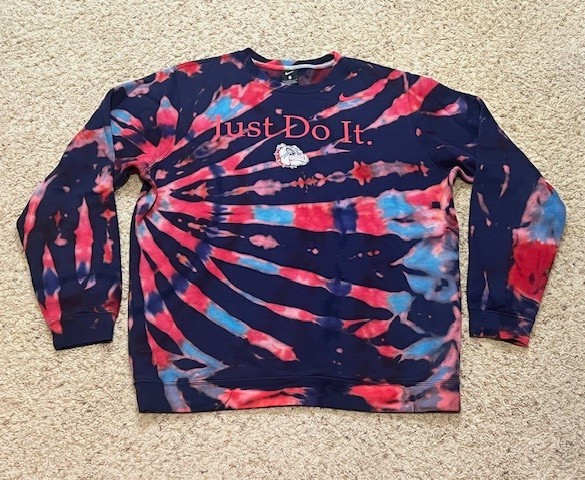 Gonzaga Bulldogs Nike Navy Blue Tie Dye Custom Fleece Sweatshirt Size Large EUC