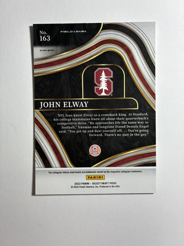 2022 Panini Select Draft Picks - Field Level John Elway #163 White Lazer Prizm gallery