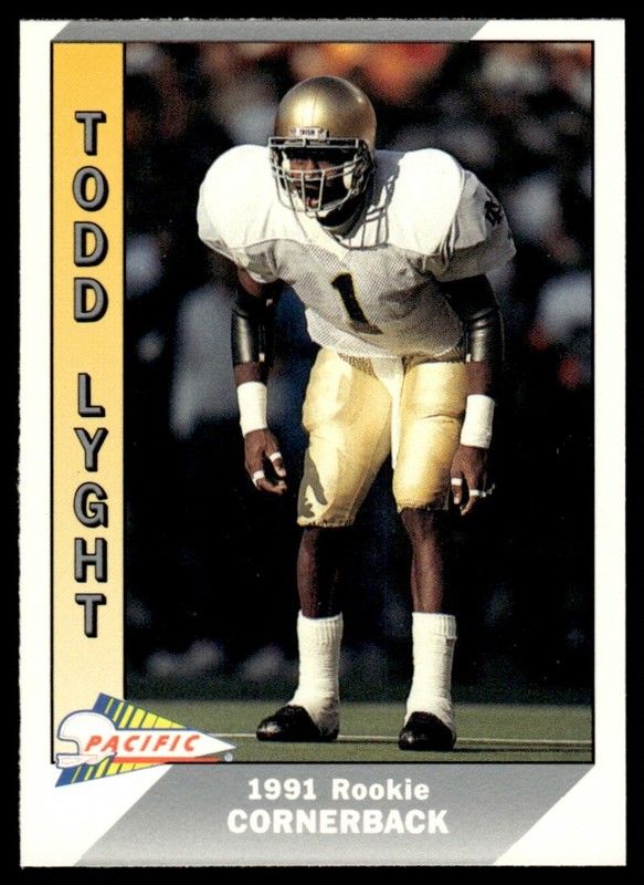 1991 PACIFIC FOOTBALL CARD TODD LYGHT #550 RC ATLANTA FALCONS 4444