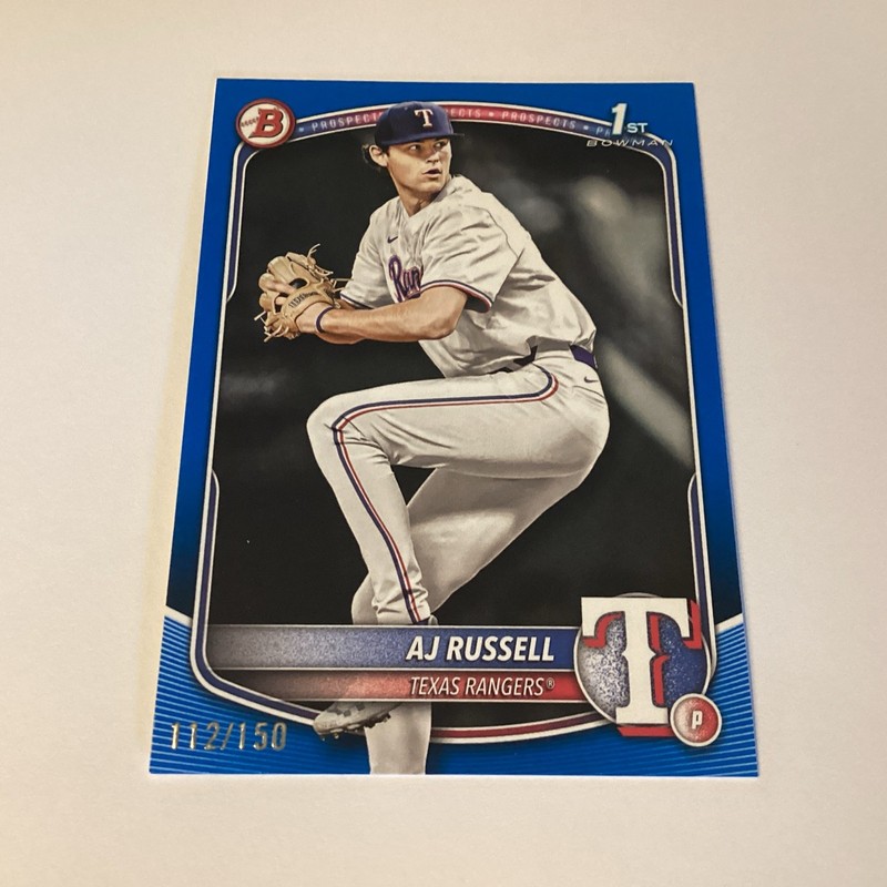2025 Bowman Draft – Chrome AJ Russell #BDC-51 Blue Refractor /150 (RC)