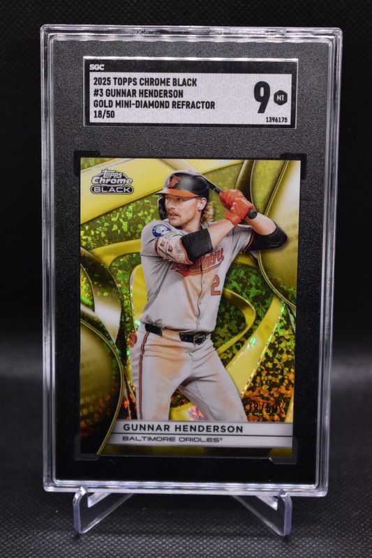 Gunnar Henderson /50 2025 Topps Chrome Black Gold Refractor SGC 9 Orioles