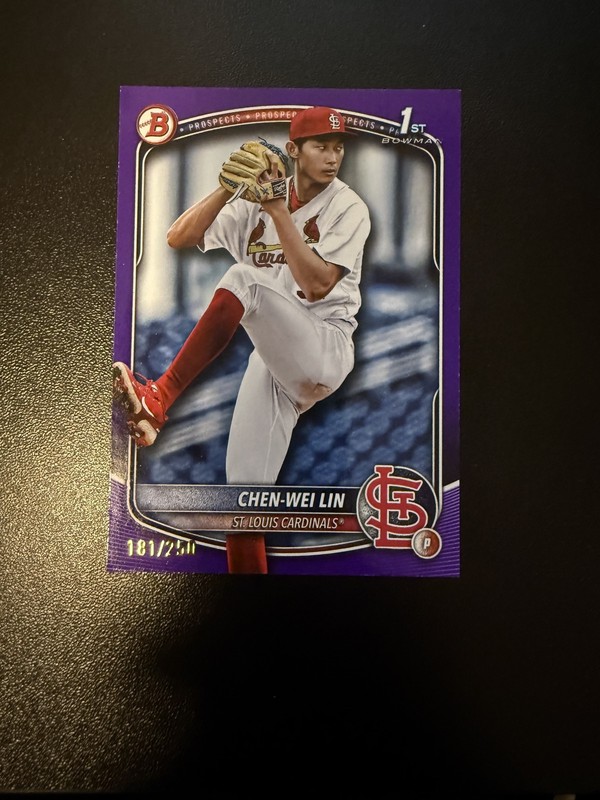2025 Topps Bowman Chrome Chen-Wei Lin Purple 181/250 Cardinals #BP-141