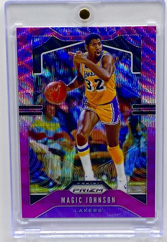 Magic Johnson RARE PURPLE WAVE REFRACTOR INVESTMENT CARD SSP PANINI MINT LAKERS