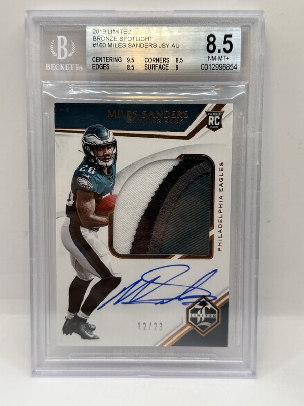 2019 LIMITED BRONZE SPOTLIGHT MILES SANDERS RPA 12/23 BECKETT 8.5 EAGLES