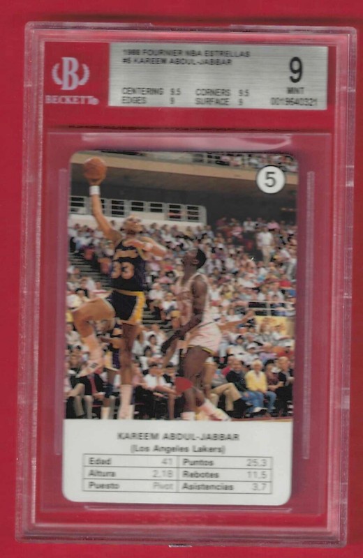 1988 Fournier NBA Estrellas Kareem Abdul-Jabbar #5 HOF Graded Card BGS 9 Lakers