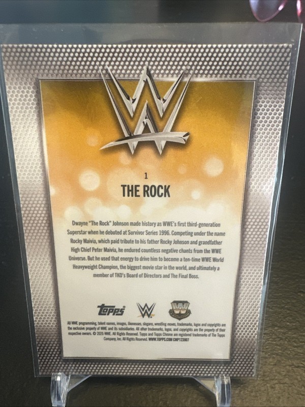2026 Topps Chrome WWE The Rock #1 Diamond Plate Refractor gallery
