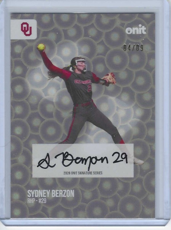 2026 Onit Oklahoma OU Softball Silver Signature #S-5 Sydney Berzon sn 4/9 auto