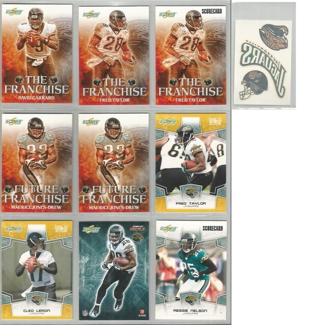 Jacksonville Jaguars 10 card 2008 Score insert & parallel lot-all different