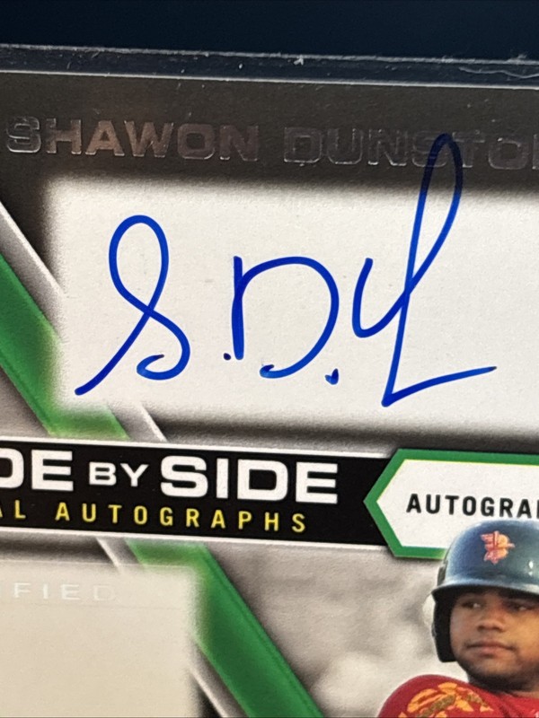 DUAL AUTO /50!! 2013 Topps Side by Side Black Shawon Dunston Jr Rock Shoulders gallery
