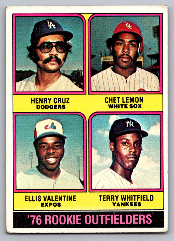 1976 TOPPS #590 CHET LEMON WHITE SOX & ELLIS VALENTINE EXPOS ROOKIES