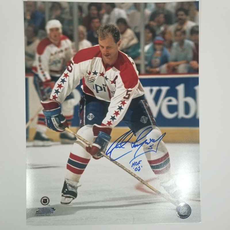 Rod Langway Autographed 11×14 Photo Washington Capitals, HOF Inscription, COA