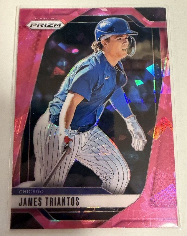 2025 Panini Prizm #200 James Triantos Pink Ice Prizms Chicago Cubs Baseball