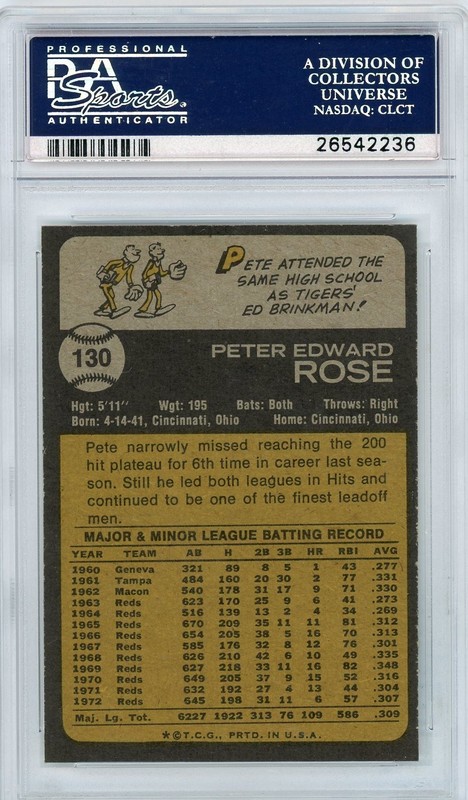 1973 Topps #130 Pete Rose PSA 9 MINT (OC) Vintage Cincinnati Reds Hit King gallery